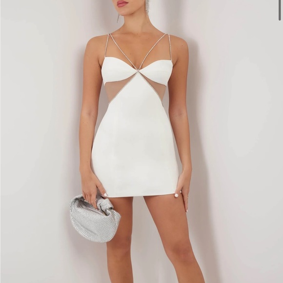 heiress beverly hills Dresses & Skirts - VIRAL Heiress Beverly Hills White diamante strap cutout mini dress